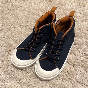 Kids Blue and Orange High-Top Sneakers